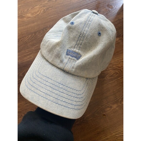 Vintage Levis Red Tab Baseball Hat Strapback Light Blue Denim Jeans - Picture 1 of 7